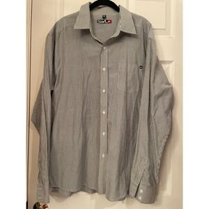 Quiksilver Mens XL Long Sleeve Pinstripe Button Down Shirt Black White UQMSH894